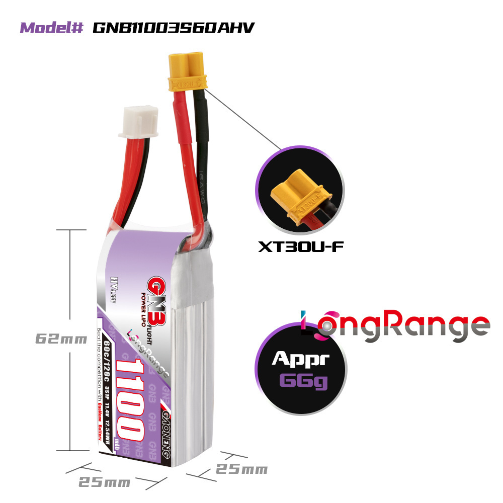 GNB 1100mAh 2S 3S 4S 6S 60C/12 - مراجعة Drone Battery Lipo وسعره